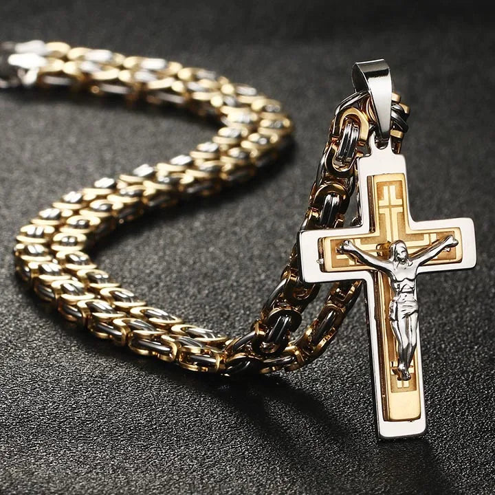 Jesus Crucifix Cross Pendant Necklace — Stainless Steel