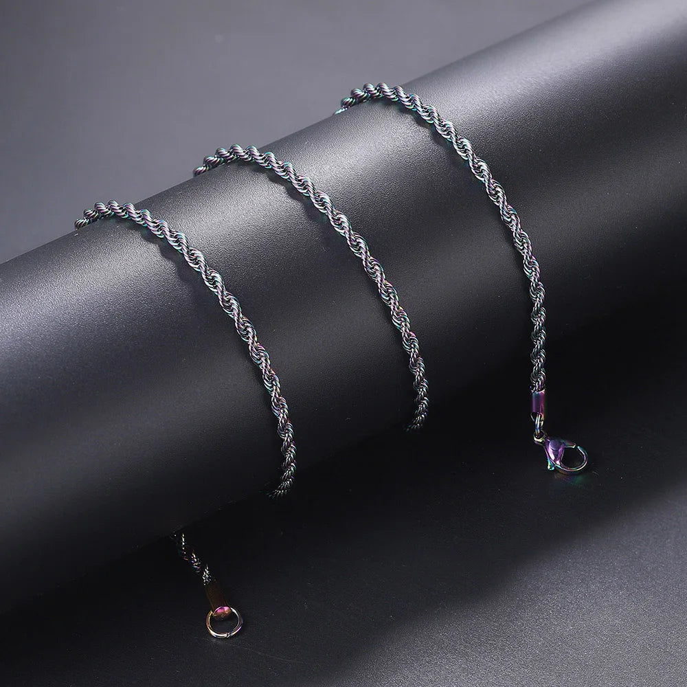 Rope Chain Necklace Two-Tone Stainless Steel 3MM