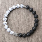 Tibetan Buddha Head Bracelets 8MM Natural Stone Tiger Eye Lava Beads Bangles For Women Men Fashion Couple Prayer