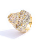 Iced Out Round & T-Shaped Cuban Cross Ring — Copper Alloy