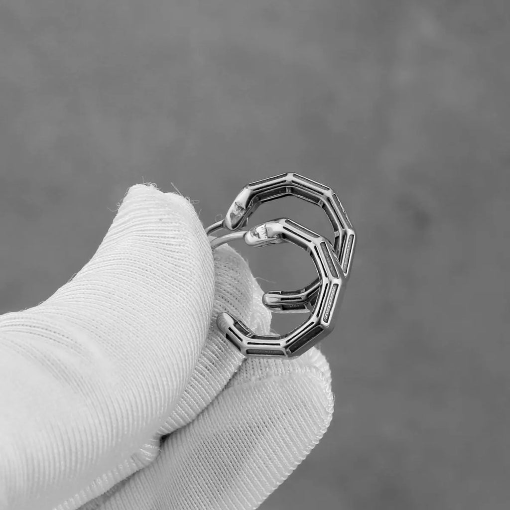 Vintage Plant Bamboo Hoop Earring Men‘s Stainless Steel Minimalist Hip Hop Biker Earrings Fashion Punk Daily Jewelry