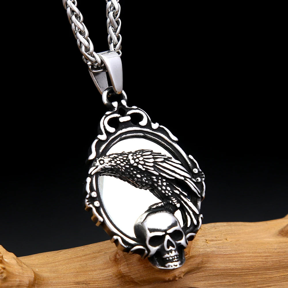 Skull Magic Mirror Pendant — Stainless Steel