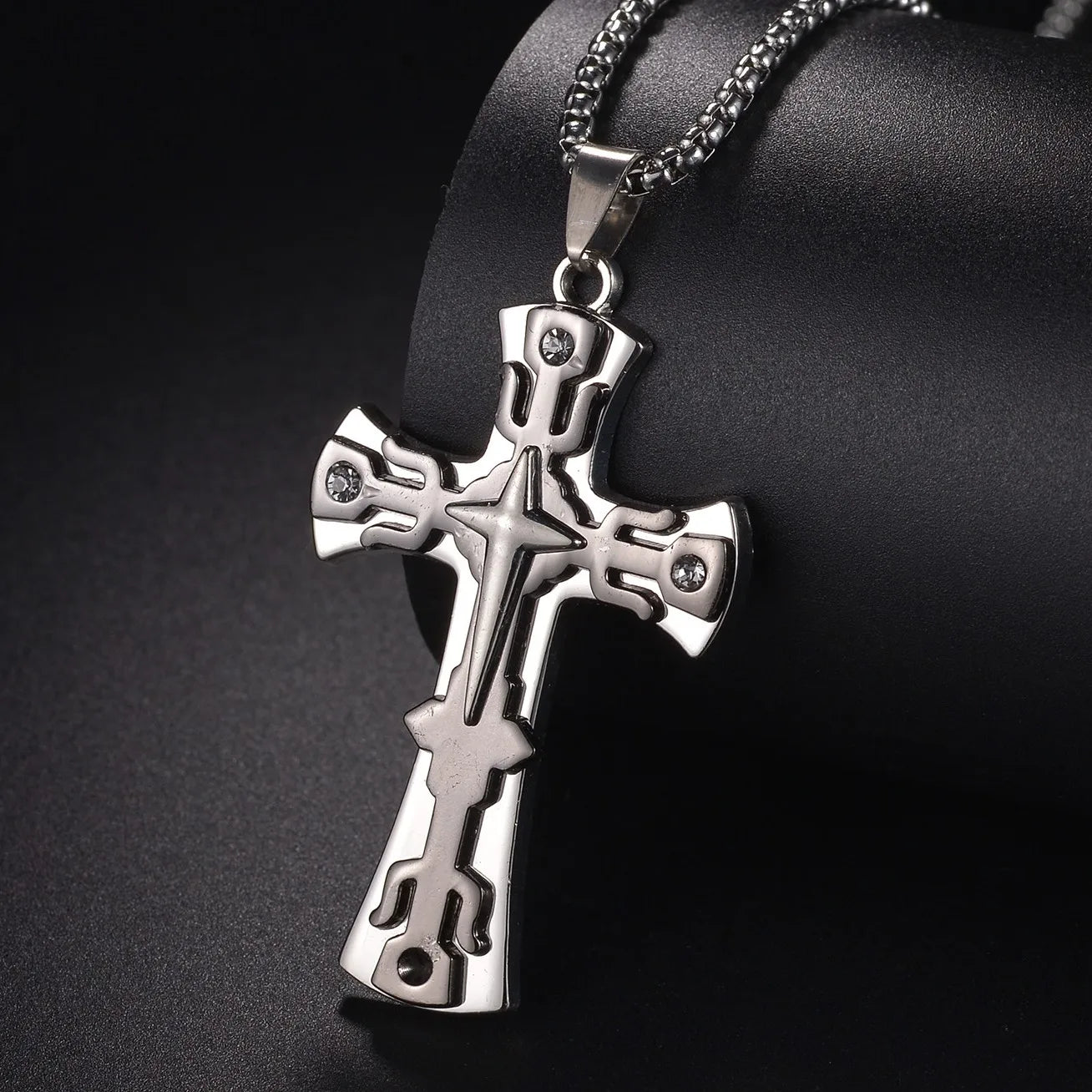 Christian Jesus Cross Necklace For Women Men Stainless Steel Chains Choker Religion Pendants Jewelry Prayer Baptism Gift