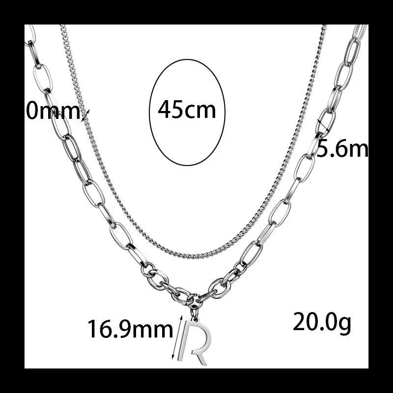 Double Layer Stacked Necklace — Stainless