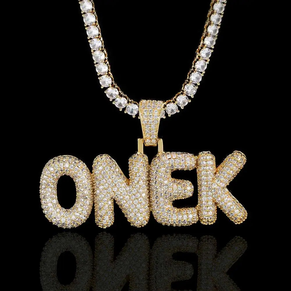 Iced Out Letter Pendant Necklace Name