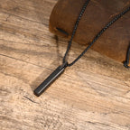3D Bar Box Chain Pendant Necklace — Stainless Steel