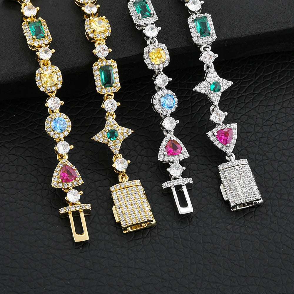 Tennis Bracelet Stainless Steel Multicolor CZ
