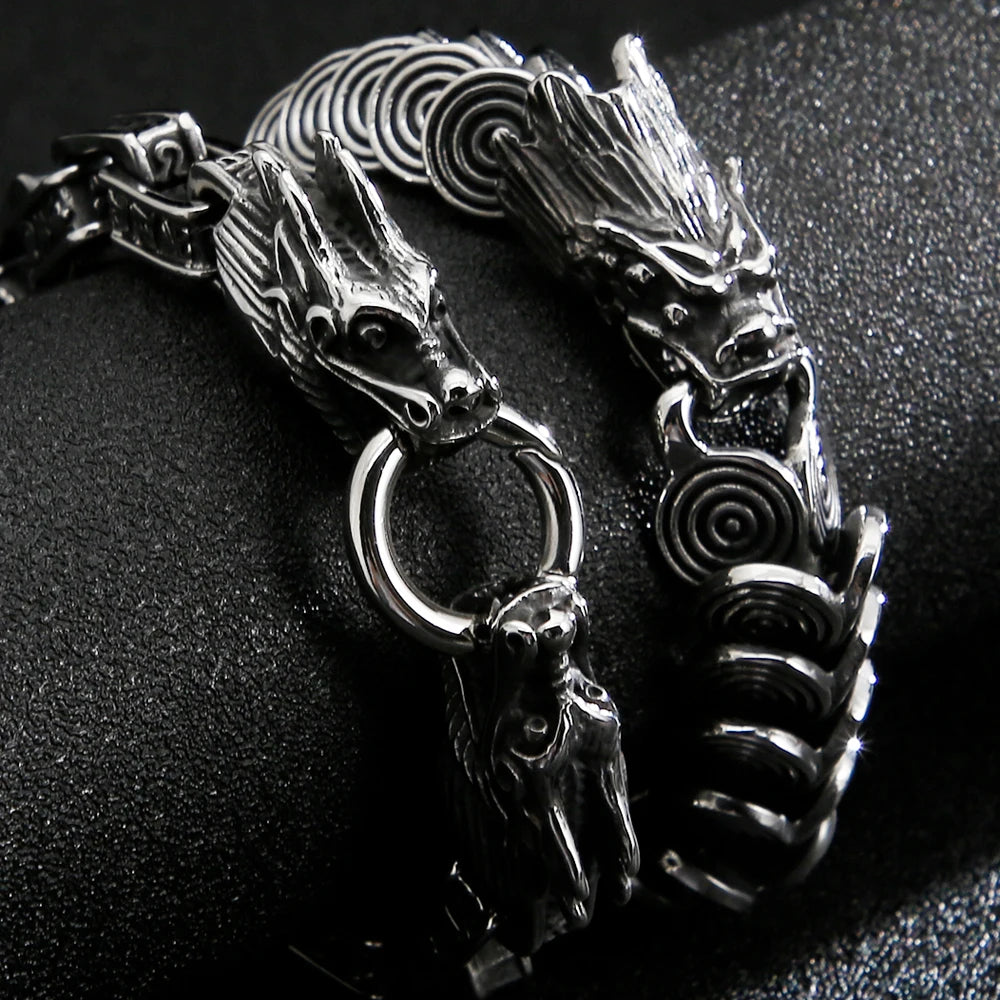 Solid 316L Stainless Steel Dragon Men Bracelet for Man Casting Men's Bracelets Jewelry Retro Gothic Accessories Punk