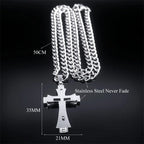Cross Layered Pendant Necklace — Stainless Steel