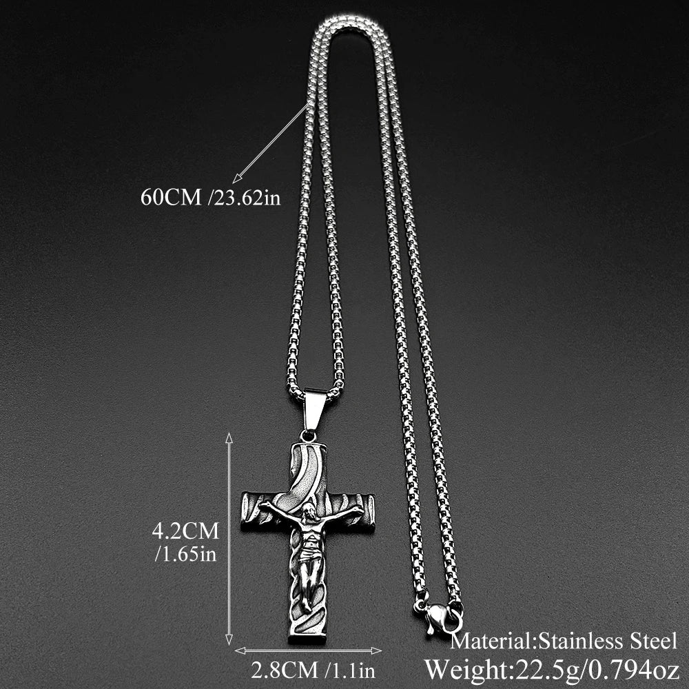 Cross Jesus Christ Silver Pendant Retro Crucifix