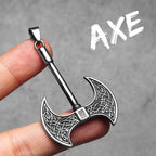 Double-Edged Axe Pendant Necklace — Stainless Steel