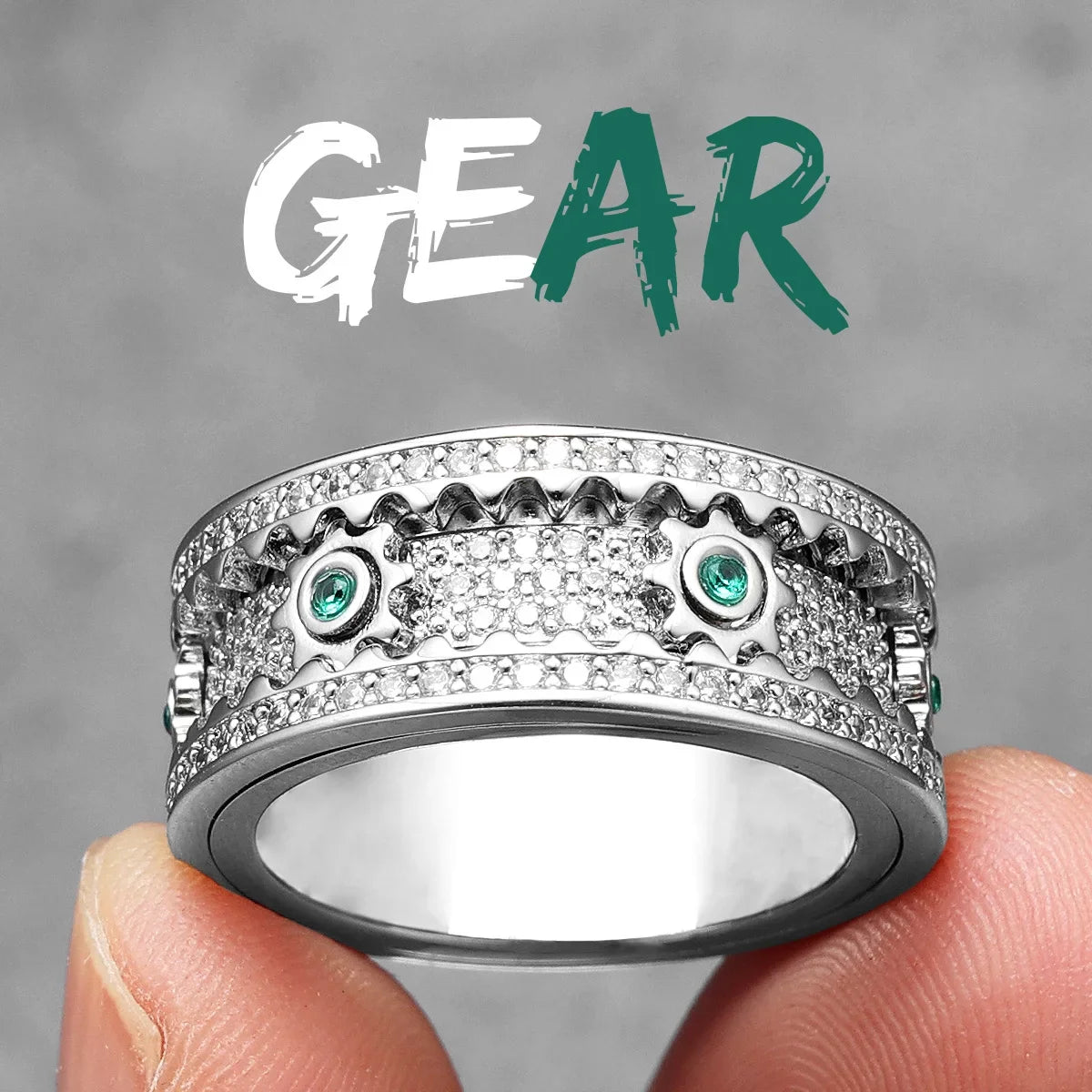 Fidget Spinner Gemstone Ring — Stainless Steel
