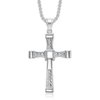 CZ Jesus Cross Pendant Necklace — Stainless Steel