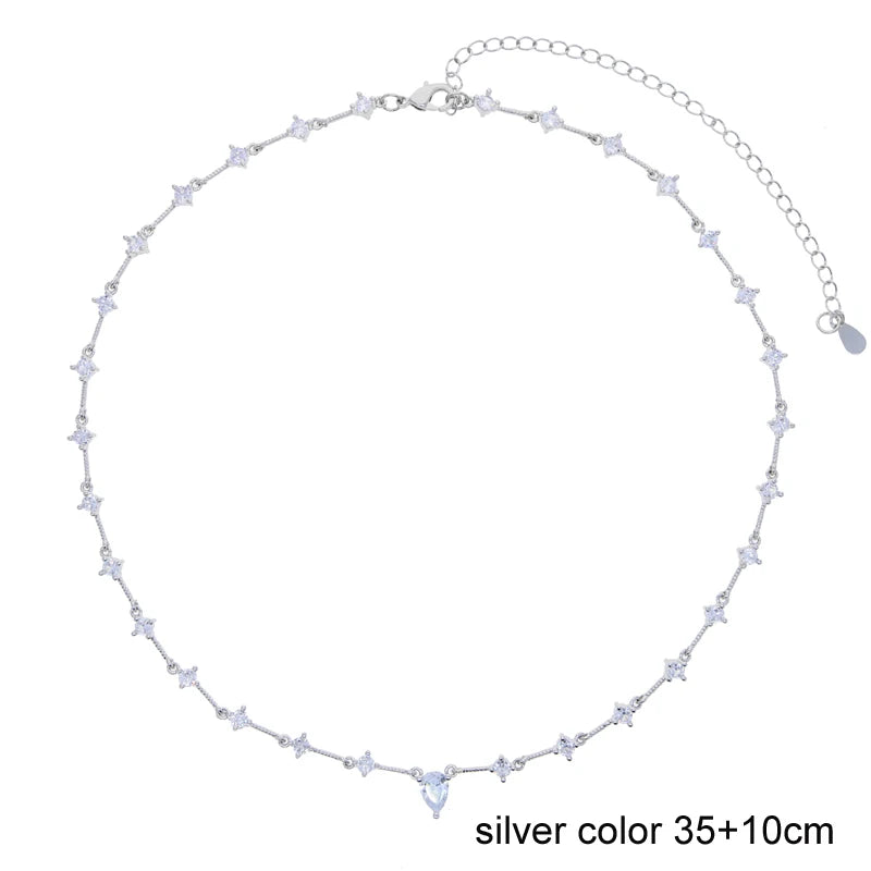 2025 Luxury Round Water Drop Stone Pendant Tennis Chain Jewelry 5A Cubic Zirconia Bling Long Y Lariat Sexy Women Choker