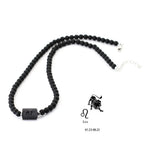 Fashion 12 Constellations Beaded Necklace Men Natural Black Onyx Stone Beads 48cm Short Collar Jewelry Leisure Party Homme Joias