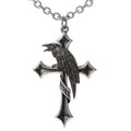 Gothic Crow Cross 925 Silver Pendant Necklace