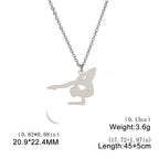 Unift Stainless Steel Sport Women Necklace Runner Rhythmic Gymnastics  Silhouette Pendant Fashion Birthday Jewelry Wholesale