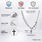 Cross Beads Chain Pendant Necklace — Stainless Steel
