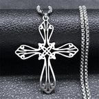 Jesus Cross & Virgin Mary Cutout Necklace — Stainless Steel