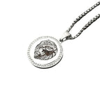 Men's Fashion Titanium Steel Gold Plated Rhinestones Lion Head Animal Pendant Necklace Hiphop Punk Personality Jewelry