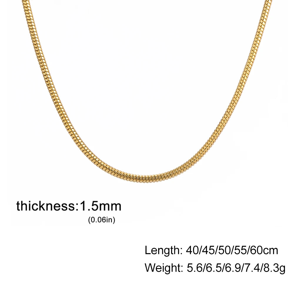 Skyrim Round Snake Chains Stainless Steel Necklace Men Women 40/45/50/55/60cm Length Unisex Hip Hop Punk Jewelry Gifts