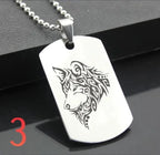 Wolf Dog Tag Pendant Necklace — Stainless Steel