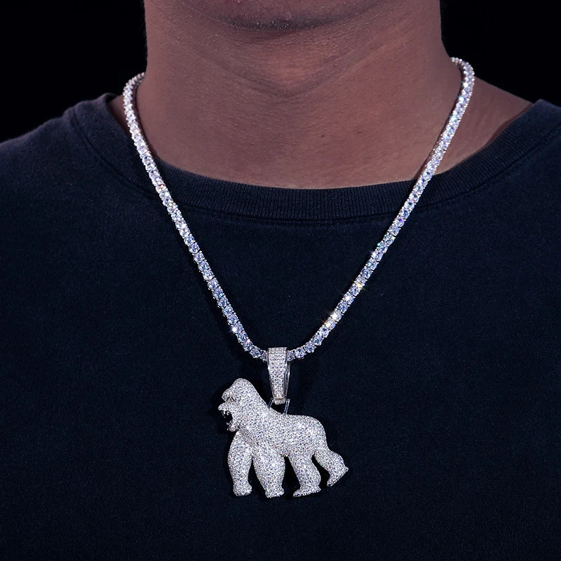 Men's Animal Gorilla Pendant Necklace, Fashionable Hip-Hop, Punk Rock, Animal Jewelry, Fashionable