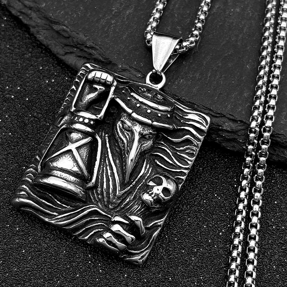 Raven Skull Silver Pendant Grim Reaper Plague