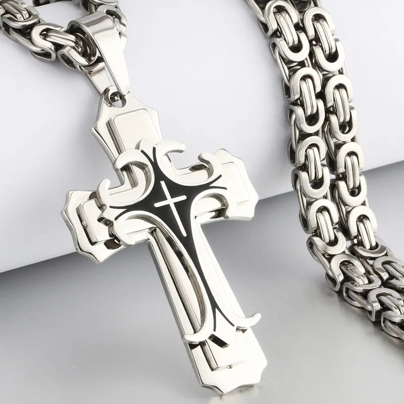 Trinity Latin Cross Multi-Layer Necklace — Stainless Steel