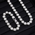 Round Rhinestone Tennis Bracelet & Necklace Set, 12mm Wide