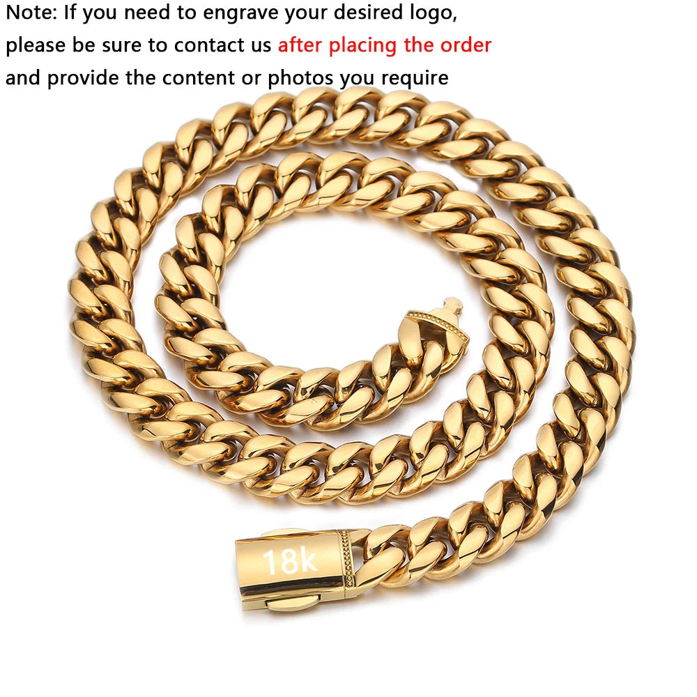 Stainless Steel Cuban Chain Necklace 12MM