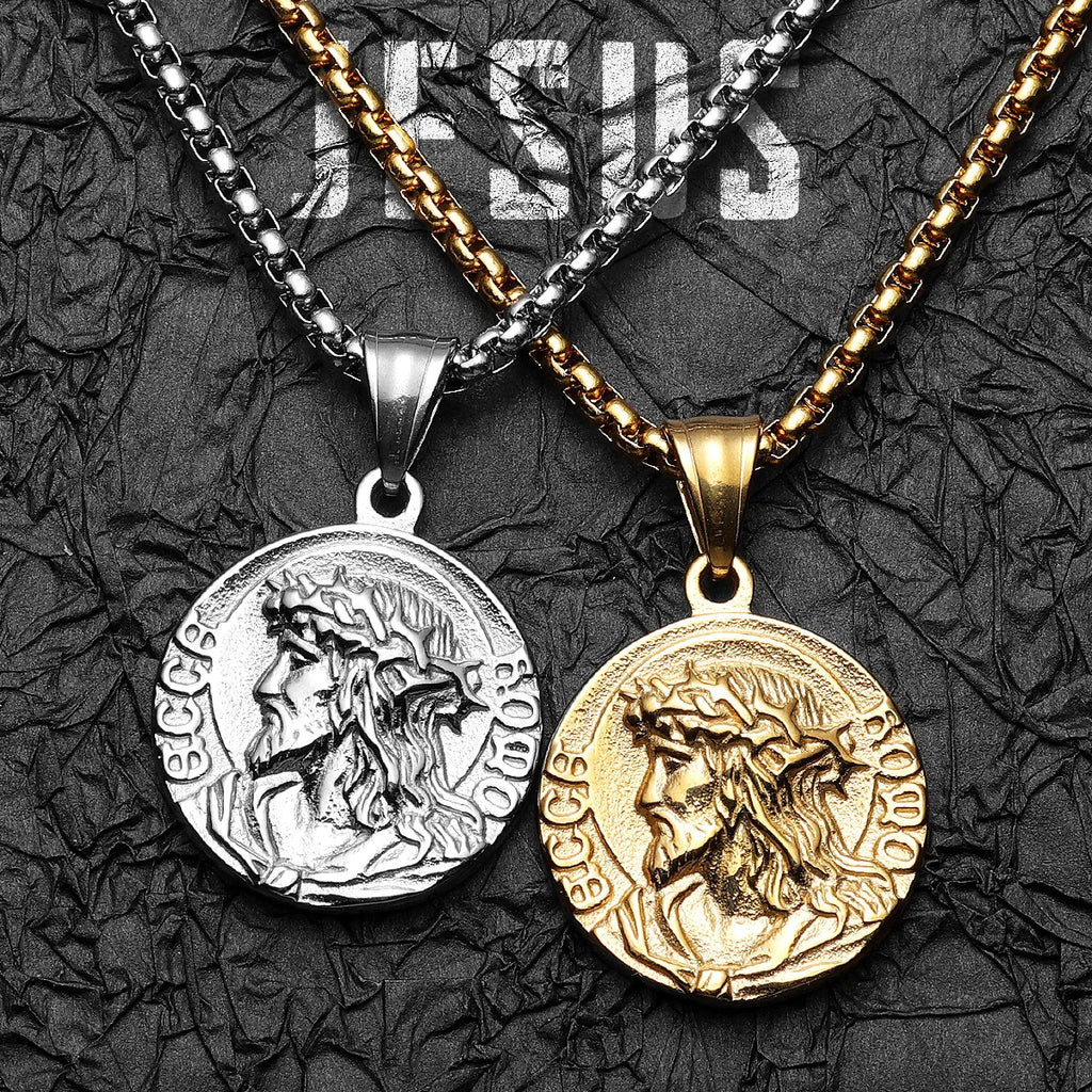 Jesus Minimal Pendant — Stainless Steel