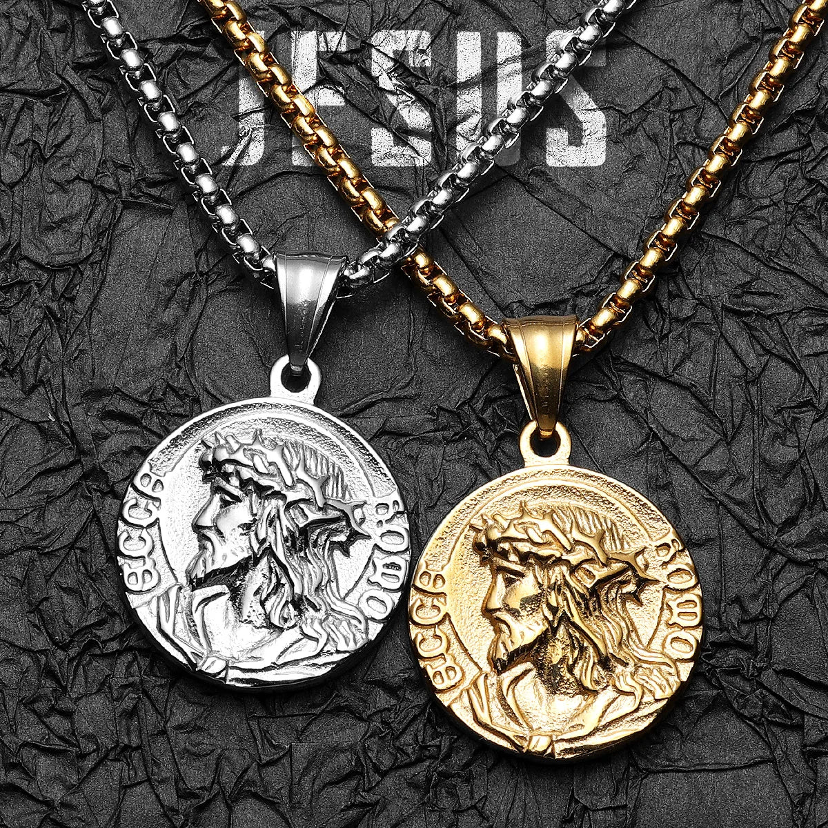 Jesus Minimal Pendant — Stainless Steel