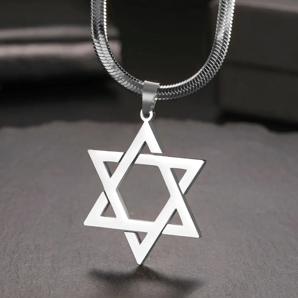 Star of David Snake Chain Necklace — Stainless Steel