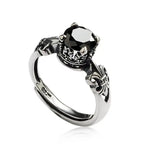 Black agate open ring for men and women, fashionable and trendy, retro style ring ring