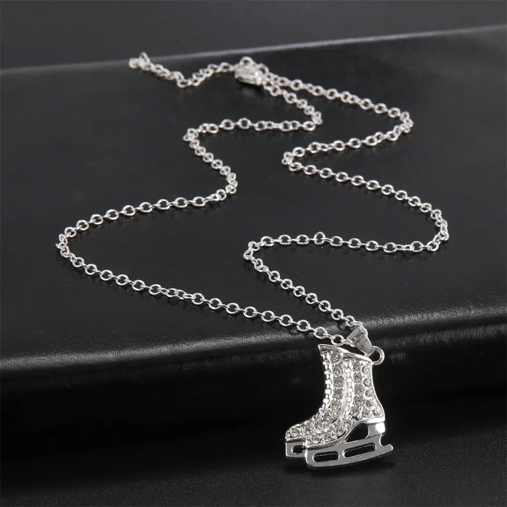 CZ Roller Skate Charm Pendant Necklace for Women