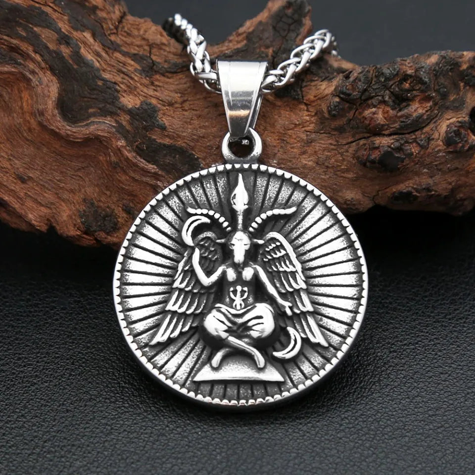 New Vintage Lucifer Pendant Necklaces For Men 316L Stainless Steel Punk Satan Leviathan Cross Amulet Jewelry Gifts