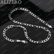 Figaro Chain Necklace Silver-Tone 12MM Lobster Clasp