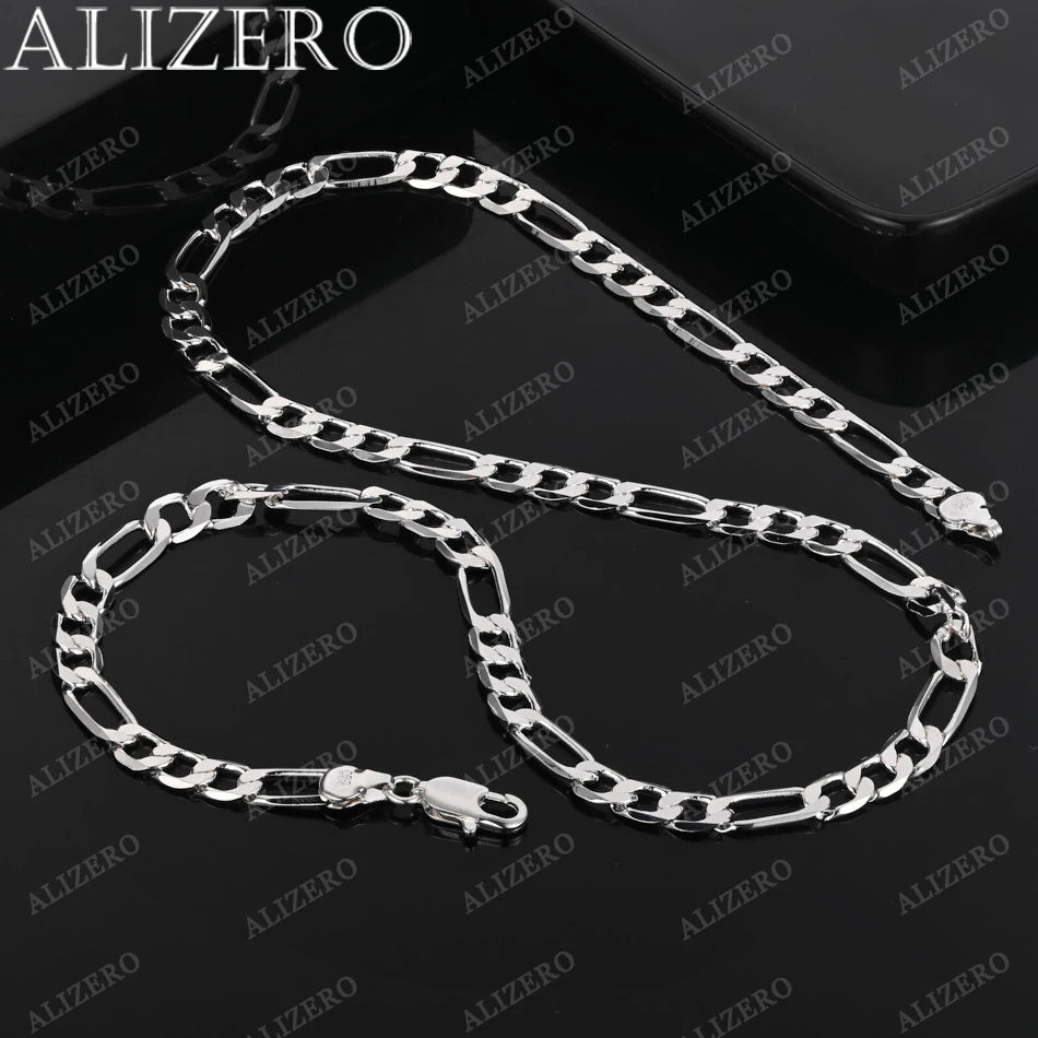 Wholesale 925 Sterling Silver Necklace 2/4/6/8/10/12MM Width 40-75cm Figaro Chain Lobster Clasp Men Women Engagement Jewelry