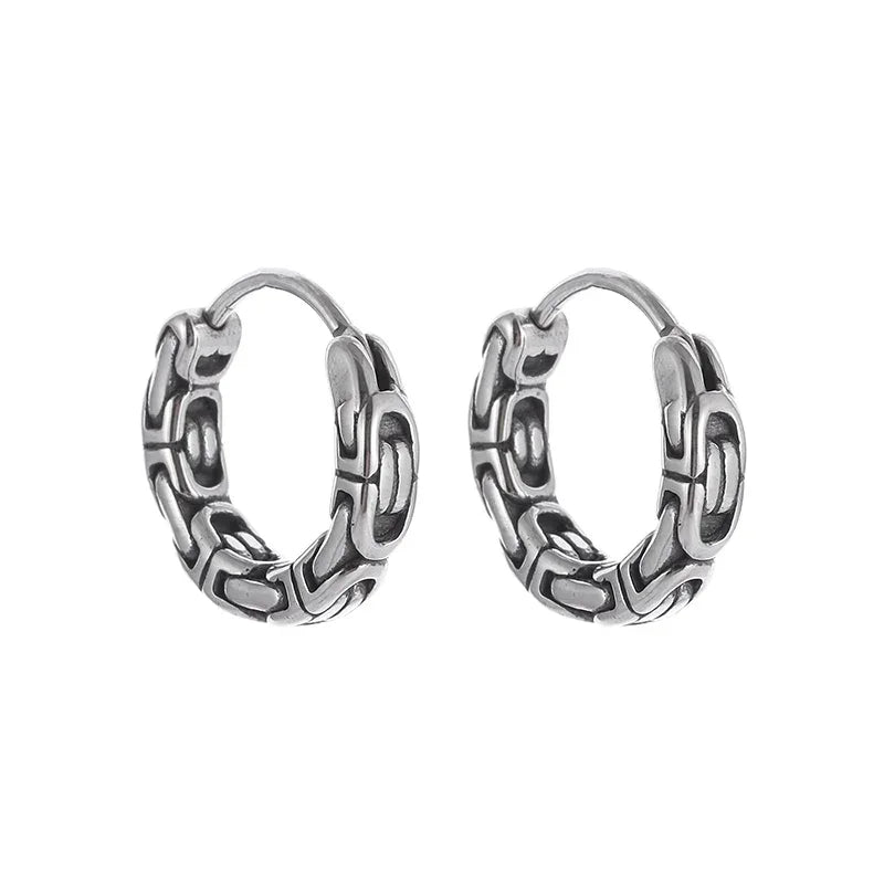 Gothic Spiked Hoop Earrings Small Textured Huggie — Two-Tone