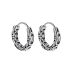 Gothic Spiked Hoop Earrings Small Textured Huggie — Two-Tone