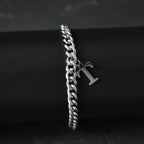 A-Z Initial Letter Cuban Chain Bracelet — Stainless Steel