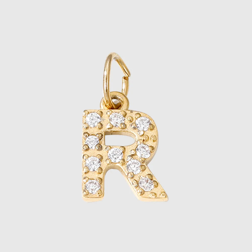 Letter Charm Pendant Necklace — Gold Iced