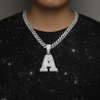 UWIN Initial Letter Pendant Iced Out 2 Layers Cubic Zirconia Block Letters Charms Fashion Alphabet Necklace Jewelry for
