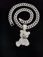 Iced Out Bear Pendant Necklace Chain — Gold or Silver