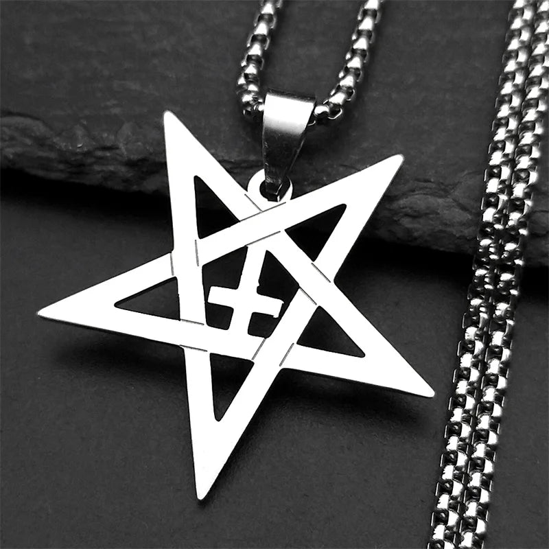 Gothic Inverted Pentacle Cross Pendant — SS