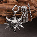 Vintage Punk Wolf Head Pendant Necklace For Men Boys Hip Hop Biker Jewelry Geralt of Rivia Slavic Viking Necklaces
