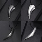 Punk Hip Hop Stainless Steel Crescent Tooth Spike Pendant Necklace Men Women Fashion Wolf Tooth Chain Necklace Jewelry