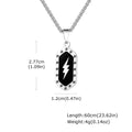 Stylish Lightning Pattern Necklace for Men,Black Enamel Hexagonal Stainless Steel Pendant,Punk Jewelry Gift for Him