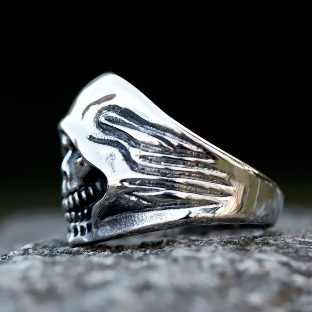 2022 NEW Men's 316L stainless steel ring punk death skull Ring For Men fashion for teen hip hop Halloween Jewelry free